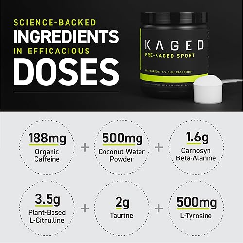 Miniatura 3 de Polvo preentrenamiento preentrenado muscular kaged para hombres y mujeres aumenta la energía el enfoque la hidratación y la resistencia cafeína
