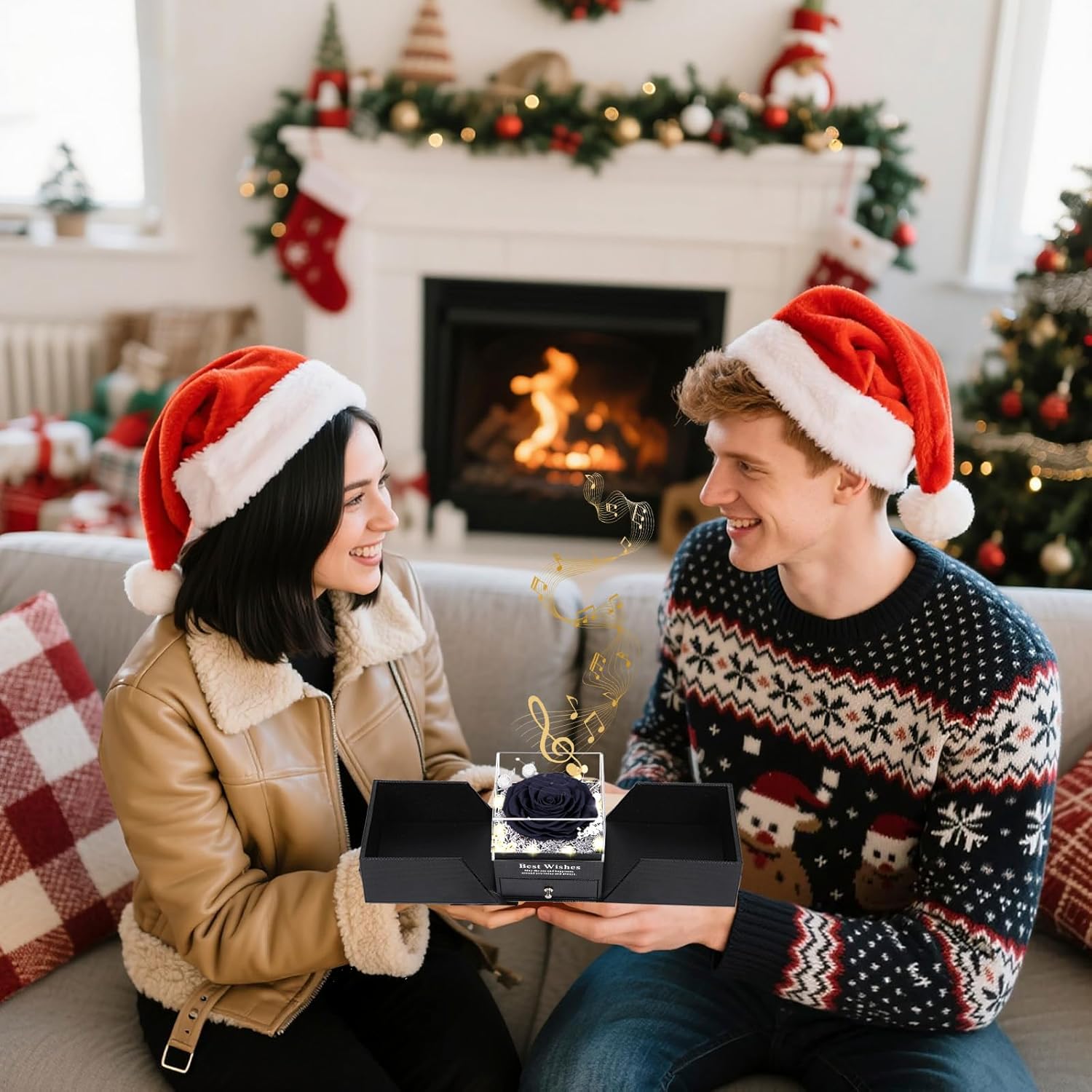 Gifts for Her - Preserved Real Rose with Necklace I Love You in 100 Languages, Music & Light Eternal Rose Gifts for Women, Grandma, Wife, Girlfriend on Birthday, Anniversary, Valentines Day - Image 2