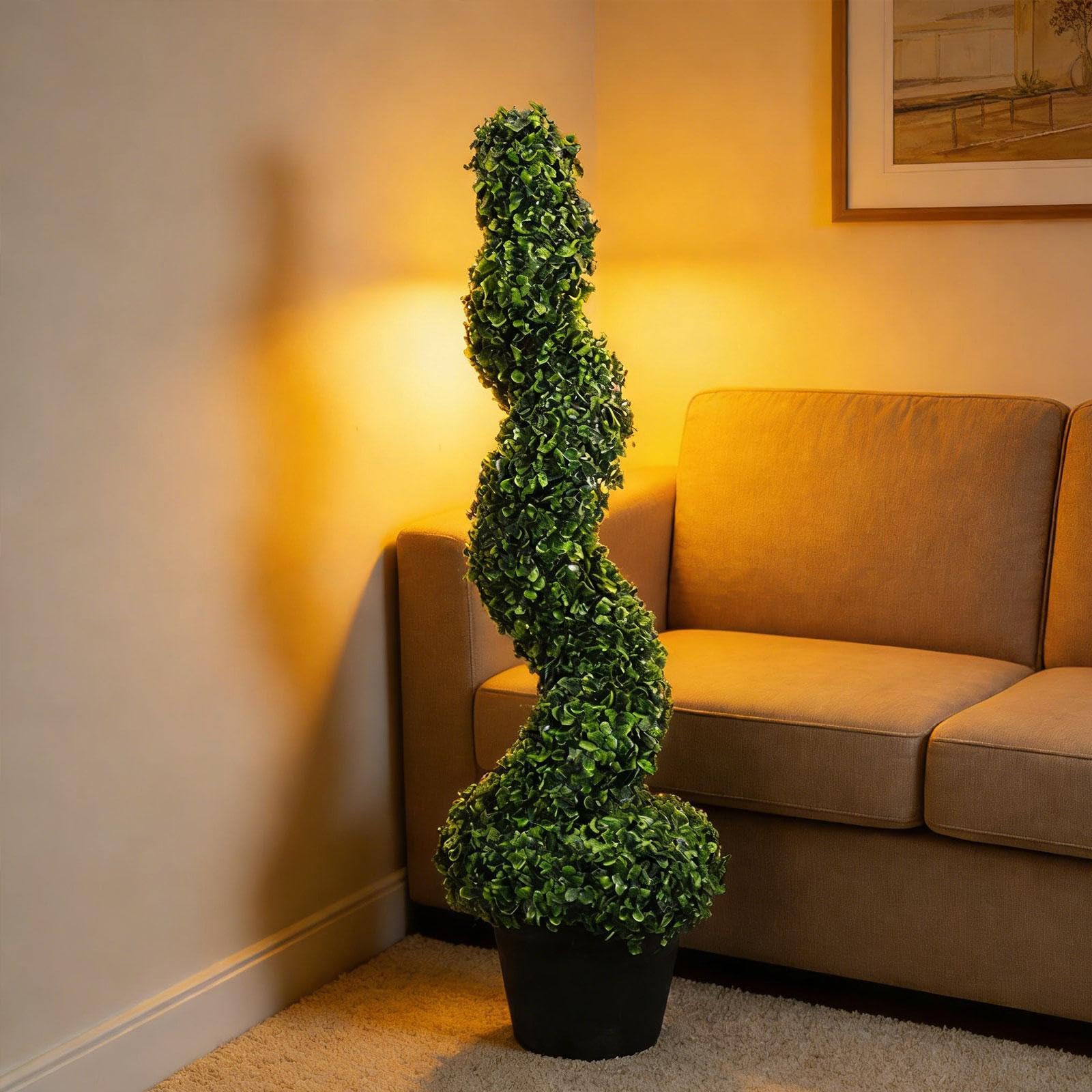 120cm 人工植物 造花 スパイラルボクスウッドトピアリー 木造 人工植物 Amazon｜Yunmeryker 人工植物 ボックスウッド トピアリー スパイラル