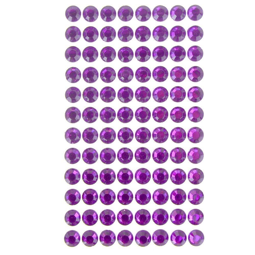 Homeford Round Adhesive Diamond Gem Stickers, 10mm (Purple)