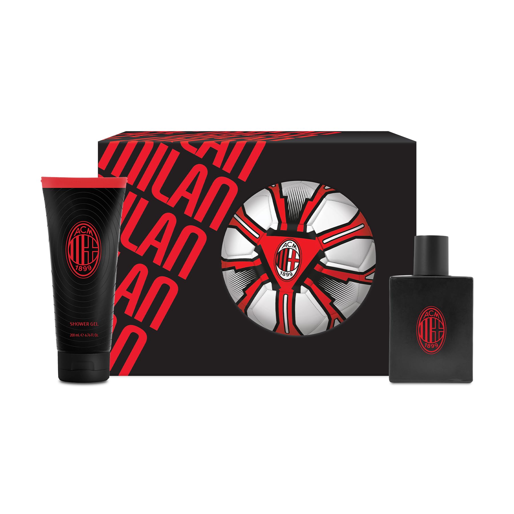 DIAMOND INTERNATIONAL | Confezione Regalo Profumo Uomo da 100ml + Gel Doccia 200ml + Pallone con Logo Ufficiale AC Milan