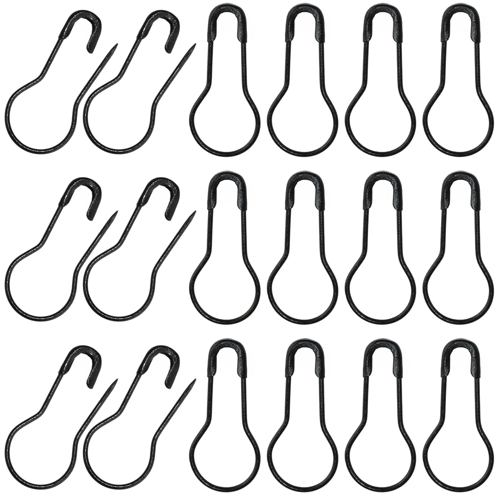 SHRJ 1000pcs Metal Safety Pins, Bulb Gourd Pins, 0.9” Clothing Tag Pin Calabash Pin Pear Shaped Bead Needle Pins for Crafts Clothes Crafting Knitting Sewing Making Accessories (Black)