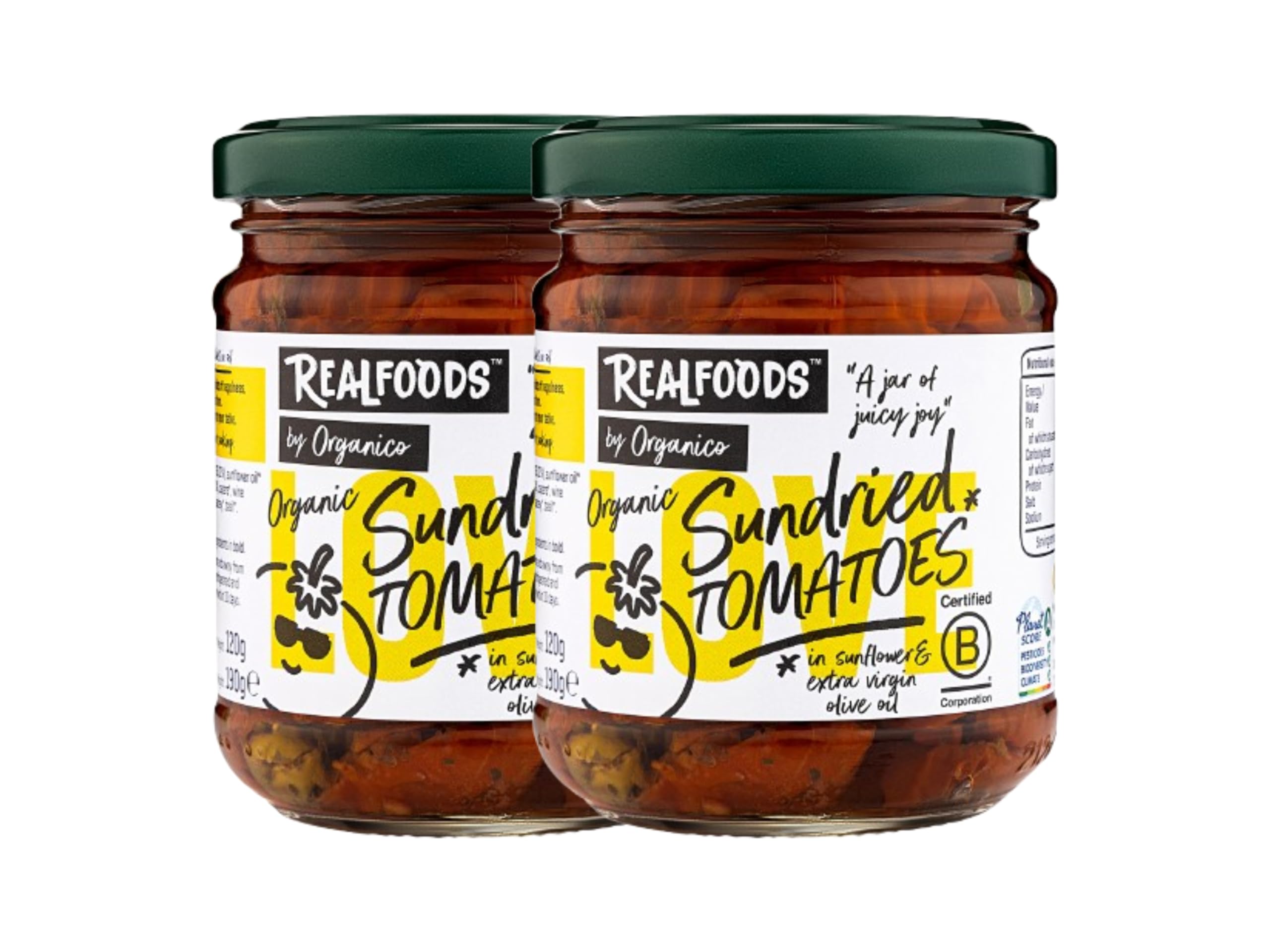 Realfoods by Organico | Organic Sun-Dried Tomatoes in Extra Virgin Olive Oil – Farm-Grown in Puglia, 190g (Pack of 2)