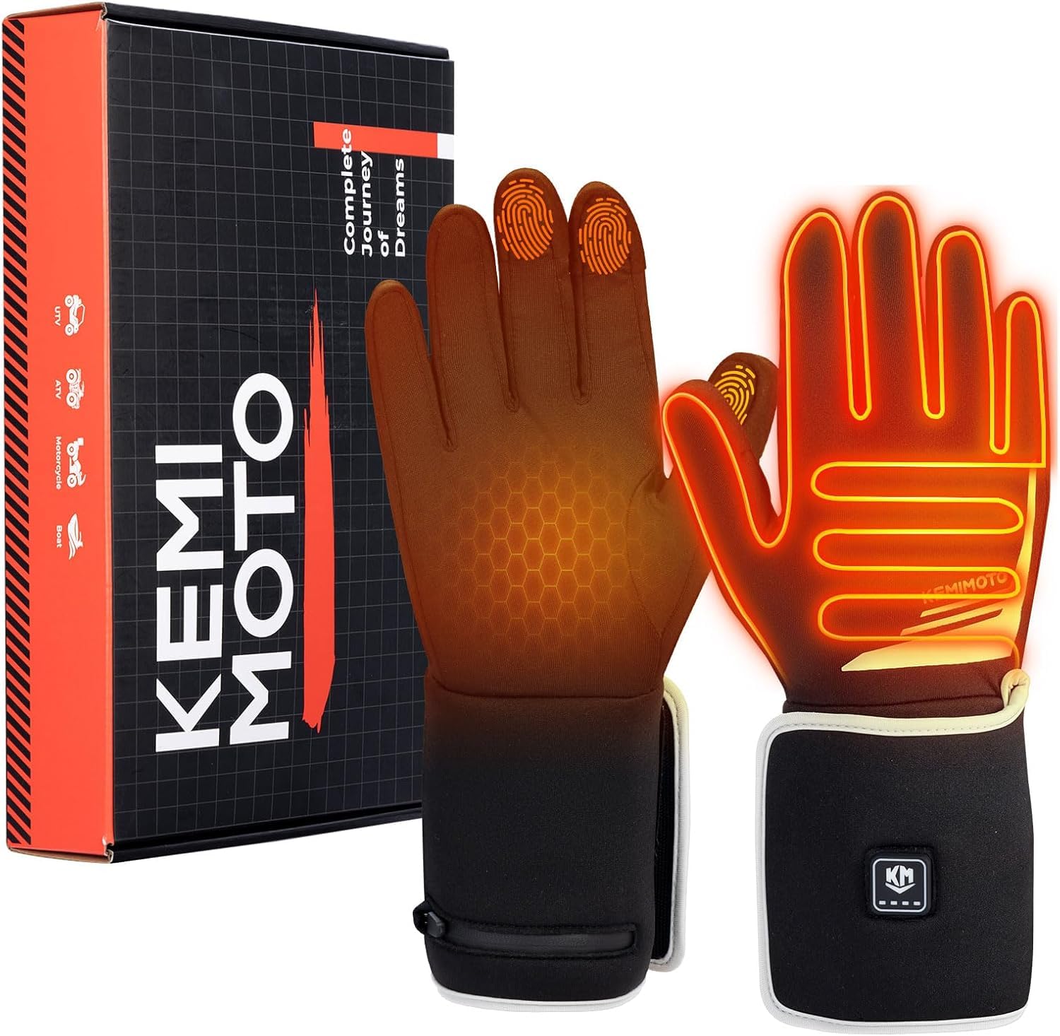 KEMIMOTO Beheizbare Handschuhe Herren Damen, Wiederaufladbar Beheizte Handschuhe, Dünne Winterarbeitshandschuhe, Warm Elektrische Handschuhe für Fahrrad Motorrad Skifahren Angel Jagd Winter Handwärmer