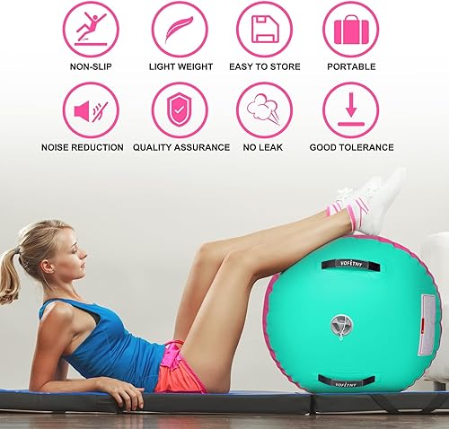 Miniatura 6 de VOFiTNY Colchoneta inflable para gimnasia con barril de aire, octágono, con bomba para el hogar, gimnasio