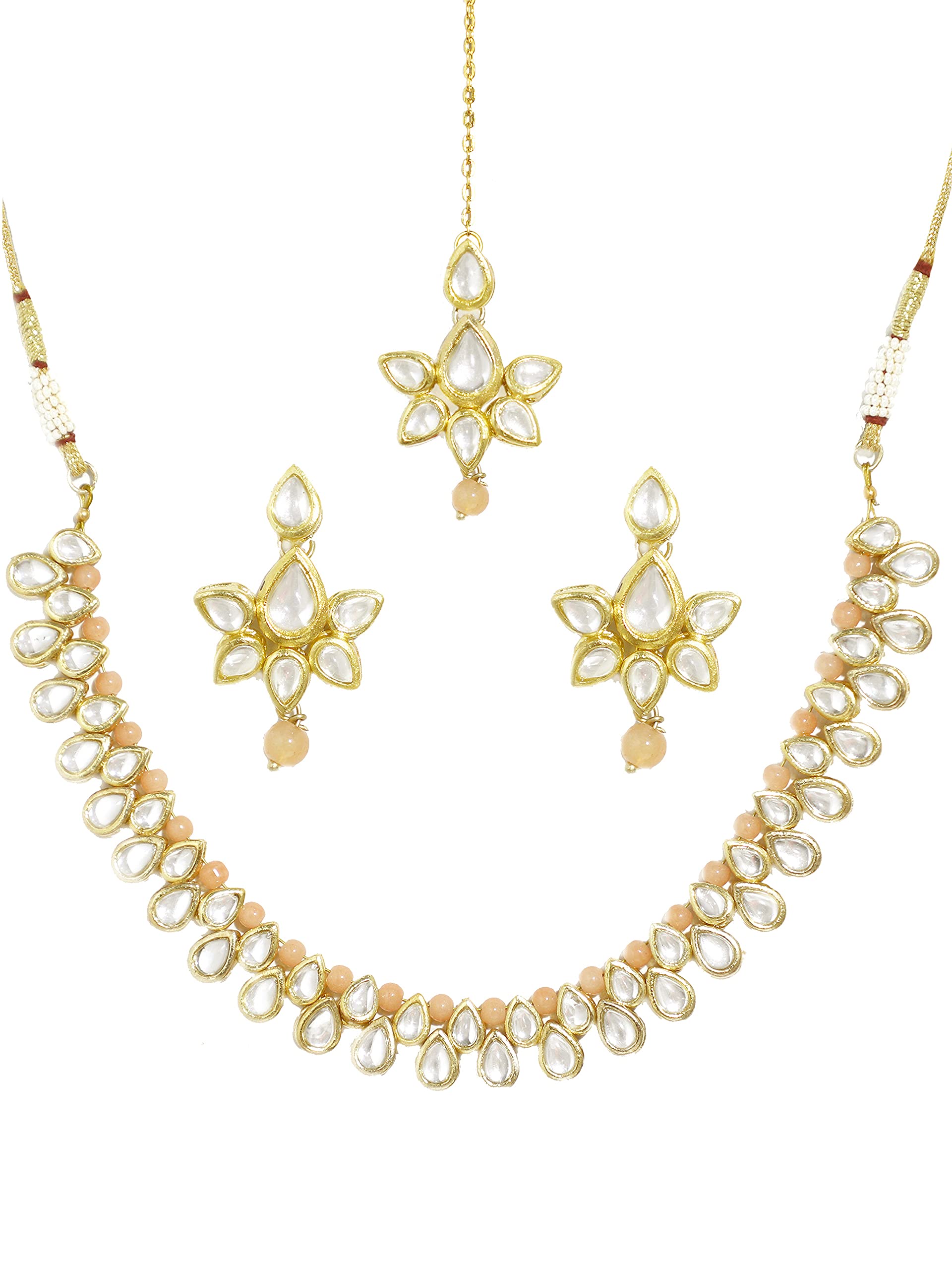 Karatcart Womens Peach Beads Studded Kundan Choker Necklace Set (B098P7R9FY) Amazon Price History, Amazon Price Tracker