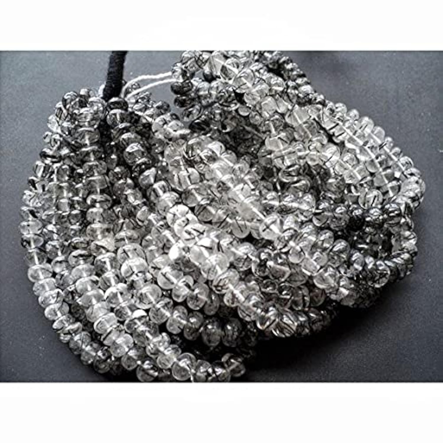 Quartz rutilé noir en perles de 7mm pour remplacer vos intercalaires classiques
