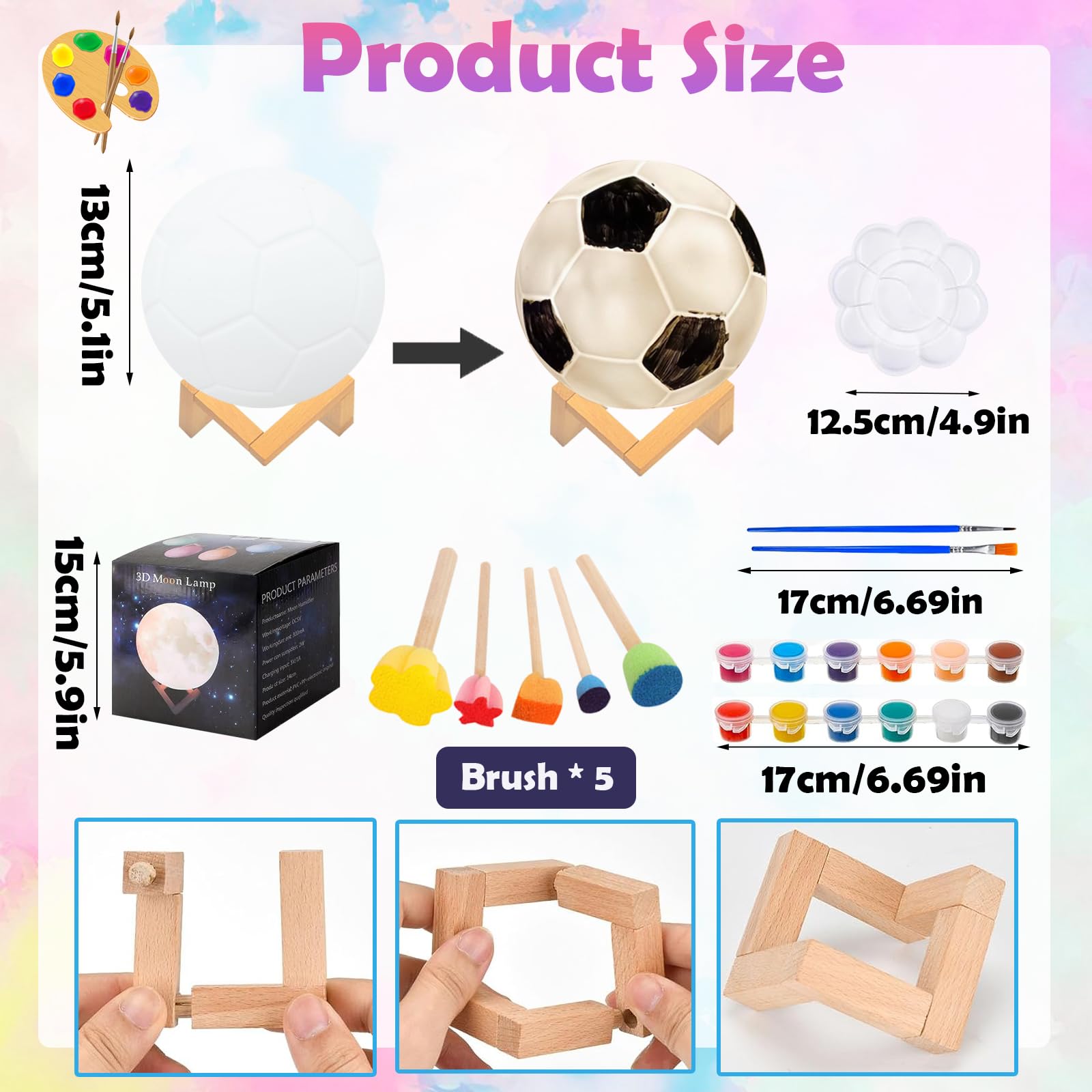 MoguGo Fußball Malset 4 Stück - DIY Fußball-Bastelset Für Kinder 3-10 Jahre