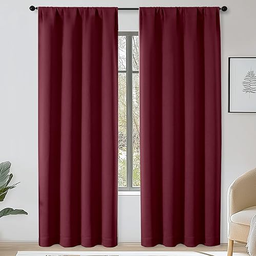 Miniatura 66 de OWENIE Sally Ever Green Cortinas Opacas para Dormitorio Sala de Estar 63 Pulgadas de Largo Juego de 2 Paneles, Aislamiento Térmico Ahorro de Energía