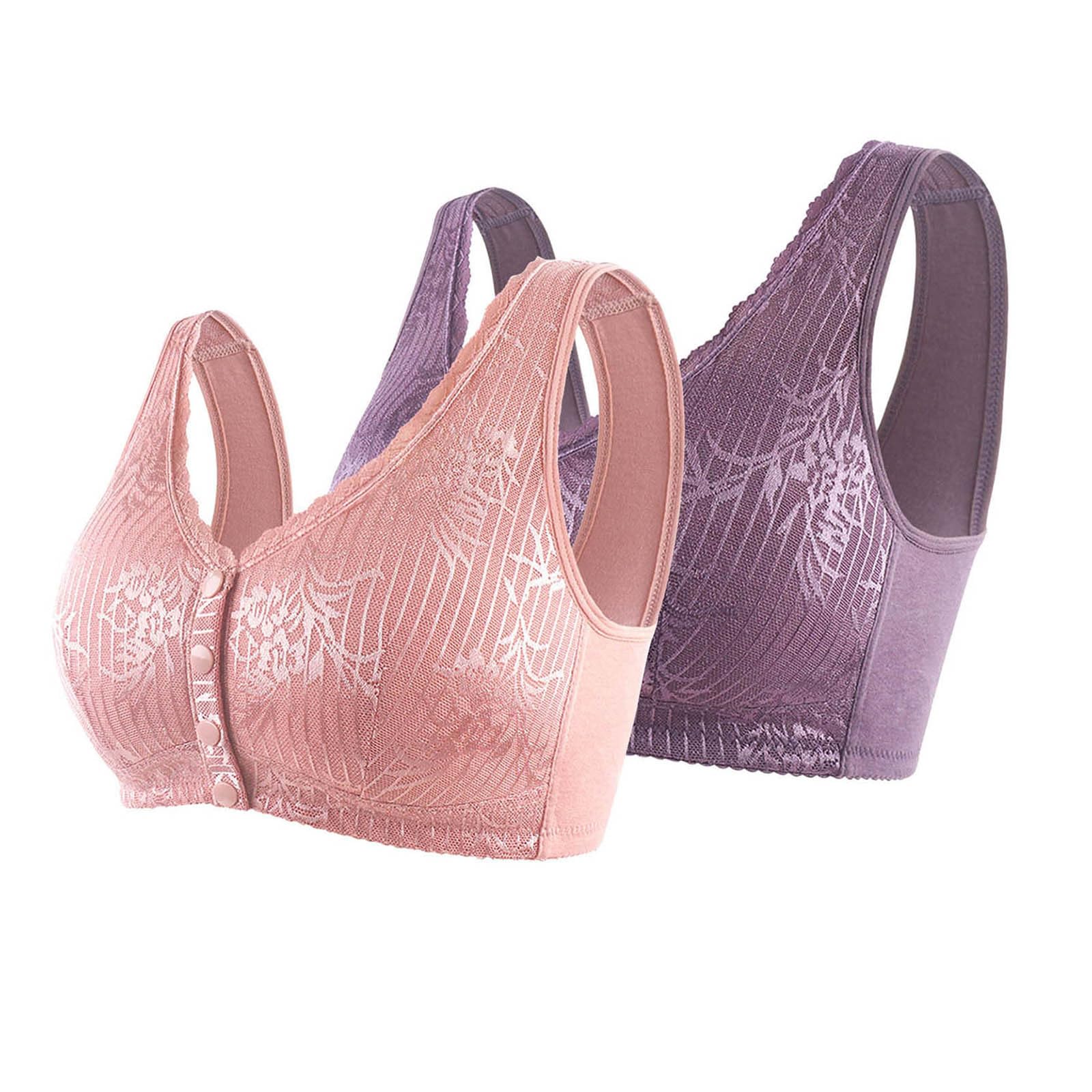 2PC Women Front Closure Wireless Push Up Bra Post-Surgery Bra High Support Bra for Seniors (Available in Plus Size)