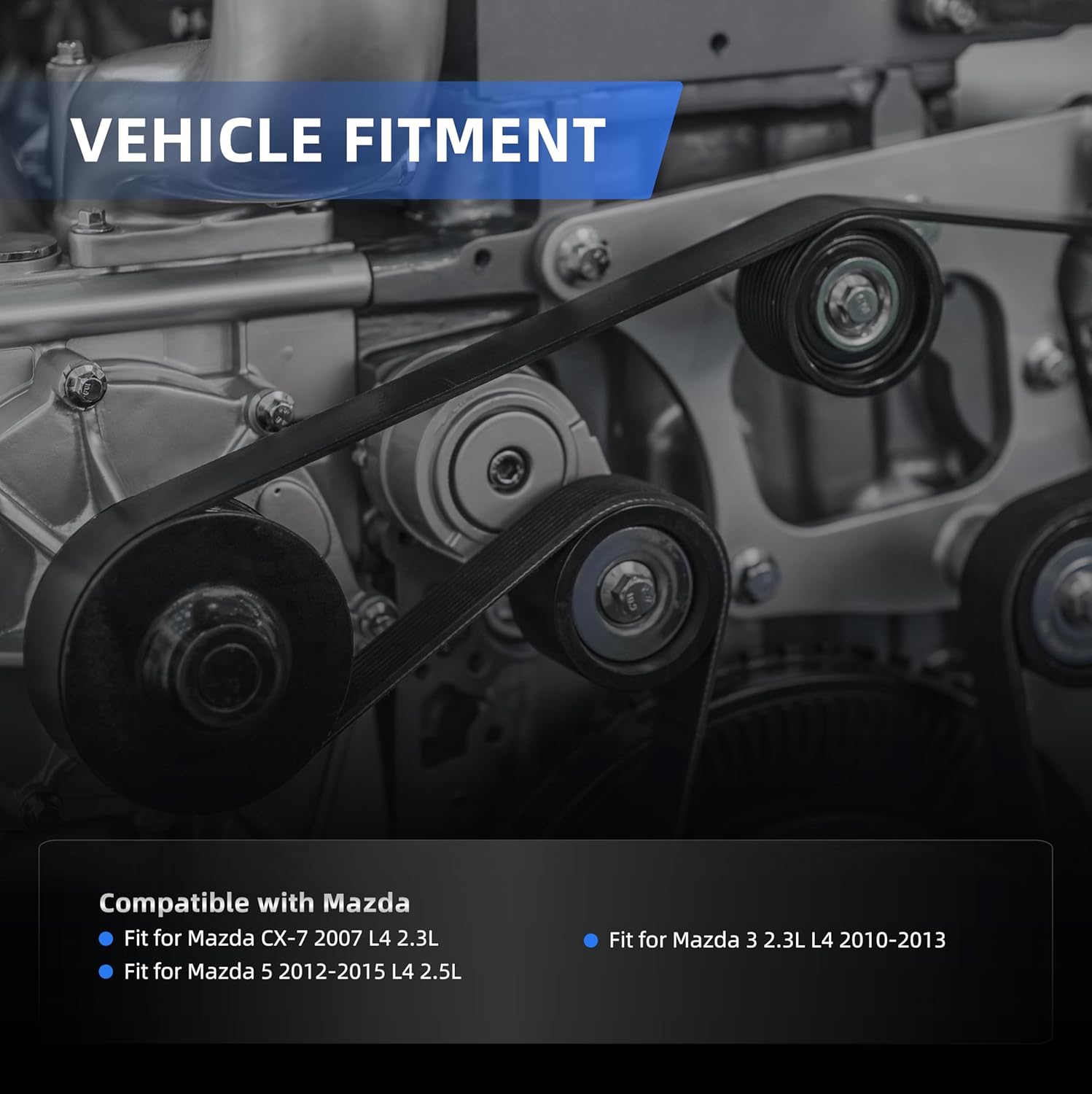 Belt Tensioner Serpentine Belt Idler Pulley Kit for Mazda 3/5 L4 2.3/2.5L 2010-2015, for CX-7 2.3L 2007, 39074, LFH115940A, LFG115980A, LFG115980, LFG115980C
