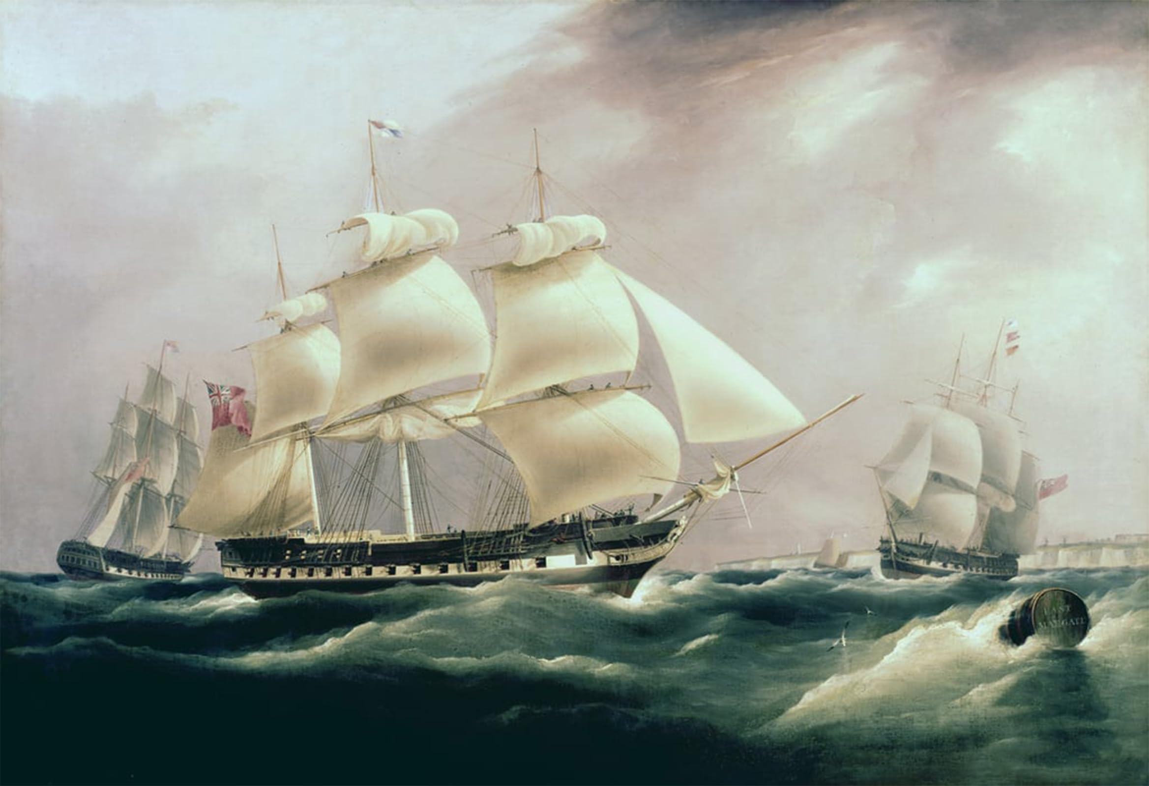SERENDIPITP Vintage Picture Print on Canvas Wall Art Poster East Indiaman Hereford Shire by William Huggins Artwork Print Poster for Wall Decor 60x90cm