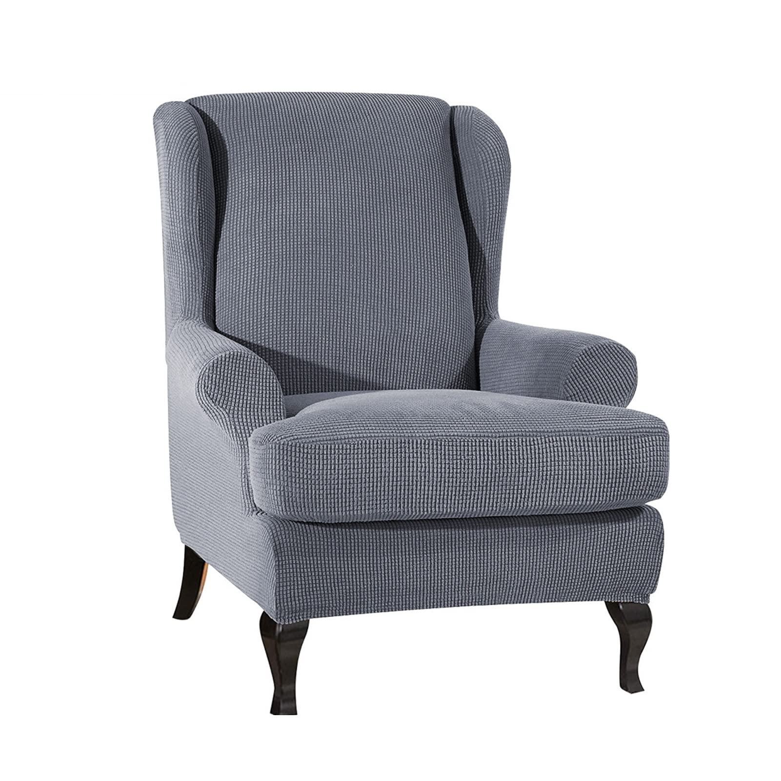 Xjhkg Darkgray Wingback Chair Cover, 2 Piece Water Repellent Wing Chair Slipcover With Elastic Bottom(Darkgray)