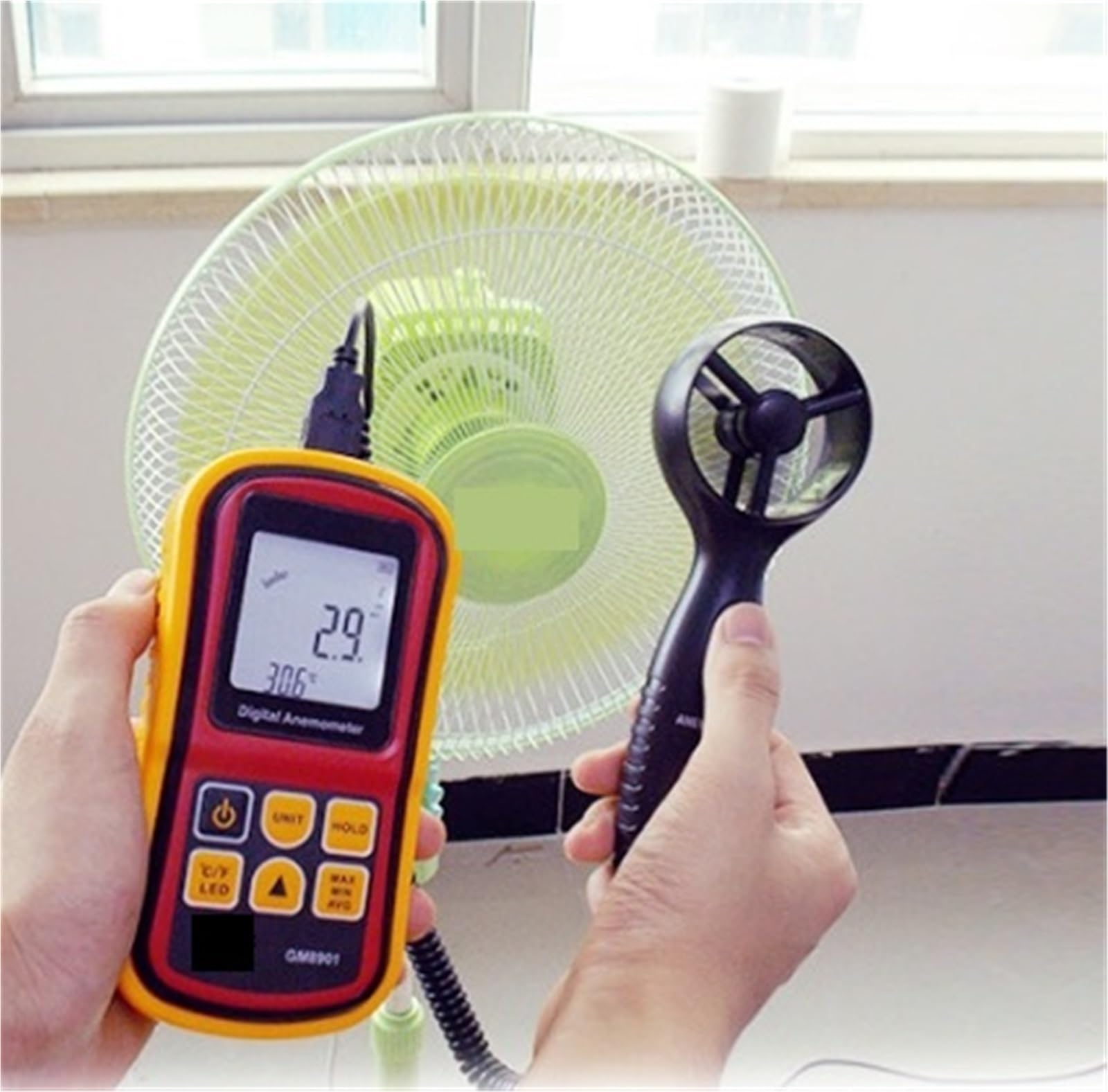 Anemómetro digital, Anemómetro Digital Medidor De Velocidad Del Viento Medida Temperatura Termómetro 45 M GM8901