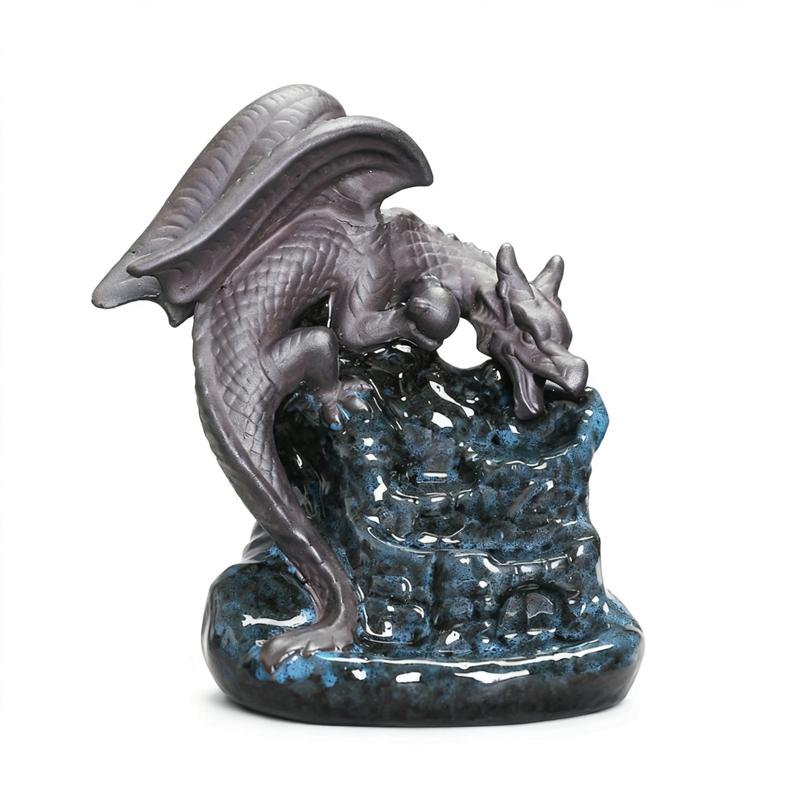 Amslsiu Blue Incense Burner Incense Waterfall Burner Backflow Handcrafted