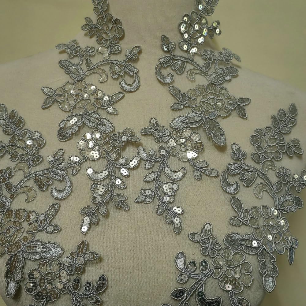 Amazon.com: 2 Pair Sequin Embroidered Clothing Accessories,  Stickers/Wedding Dresses/Formal Dresses/Performance Decorations DIY  Materials (Silver Gray) : Arts, Crafts & Sewing