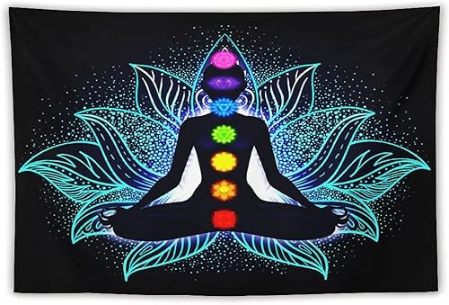 Miniatura 5 de AEOGHDE Tapiz de meditación de yoga de siete chakras, manta colgante de arte de pared, decoración moderna, tapiz estético, decoración bohemia para