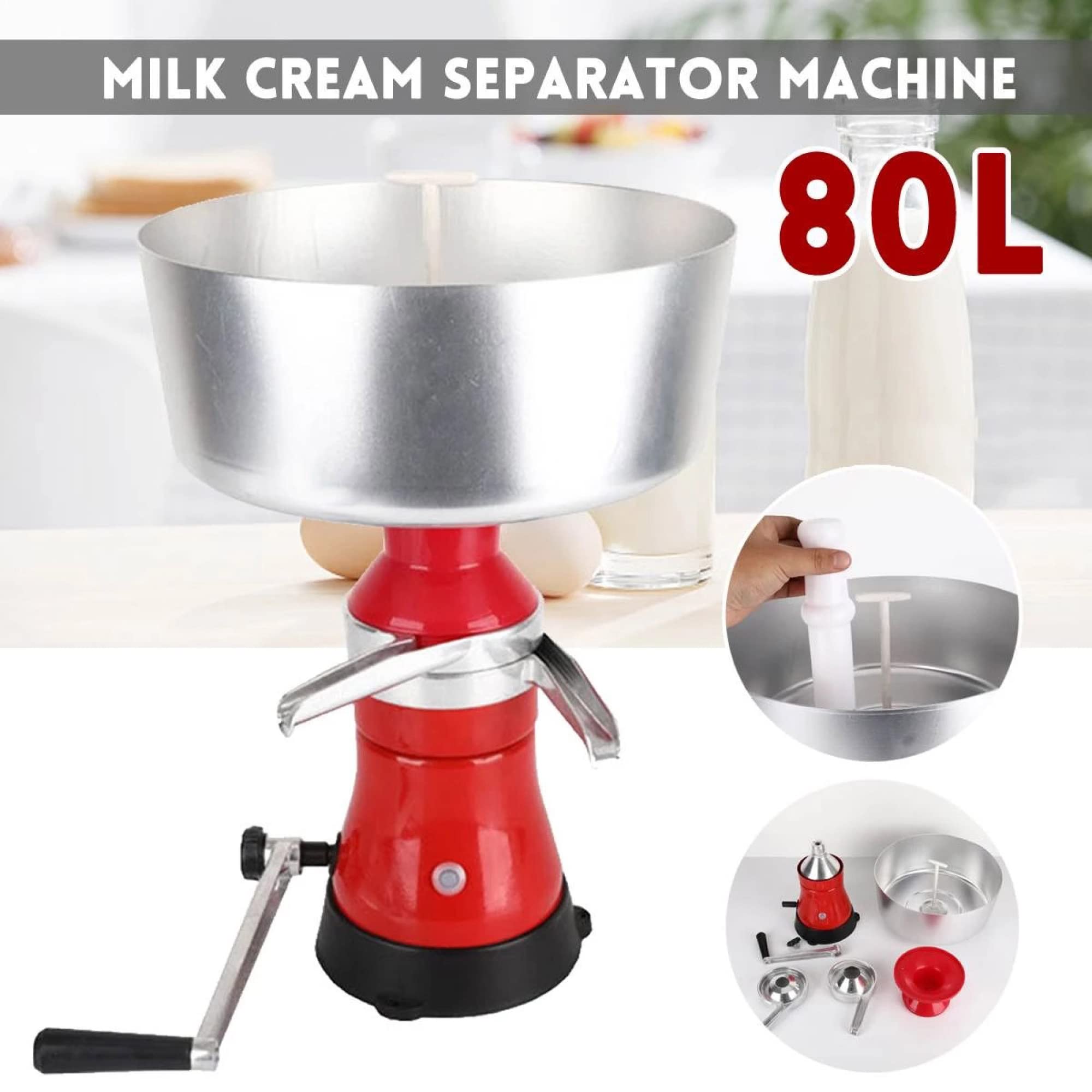 Separador manual de nata/Centrífuga de cocina/Máquina desengrasante para convertir leche cruda o entera en nata y leche desnatada para leche de oveja, leche de cabra u otros productos lácteo