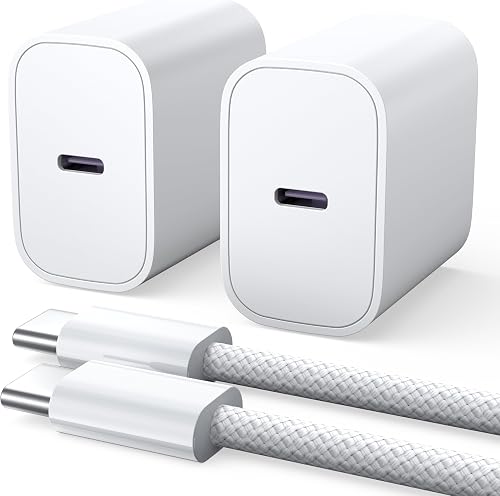 Cargador para iPad de carga rápida, paquete de 2 cargadores PD iPhone 15 de 20 W para iPad Pro de 12.911 pulgadas, iPad Air 54, iPad Mini 6, iPad