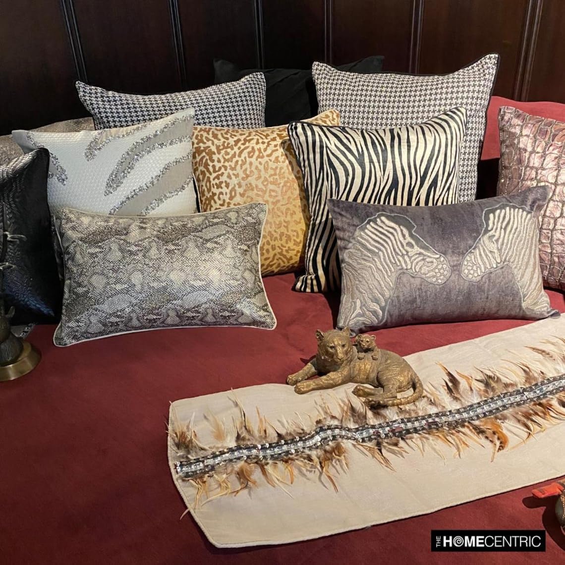 The HomeCentric Chair Cushion Cover, Modern Throw Pillows Cover, 12"x 12" Animal Print Theme Velvet Pillow Covers, Square Throw Pillows Cover, Gold Pillow Covers 12x12 inch (30x30 cm) - Hello Cow