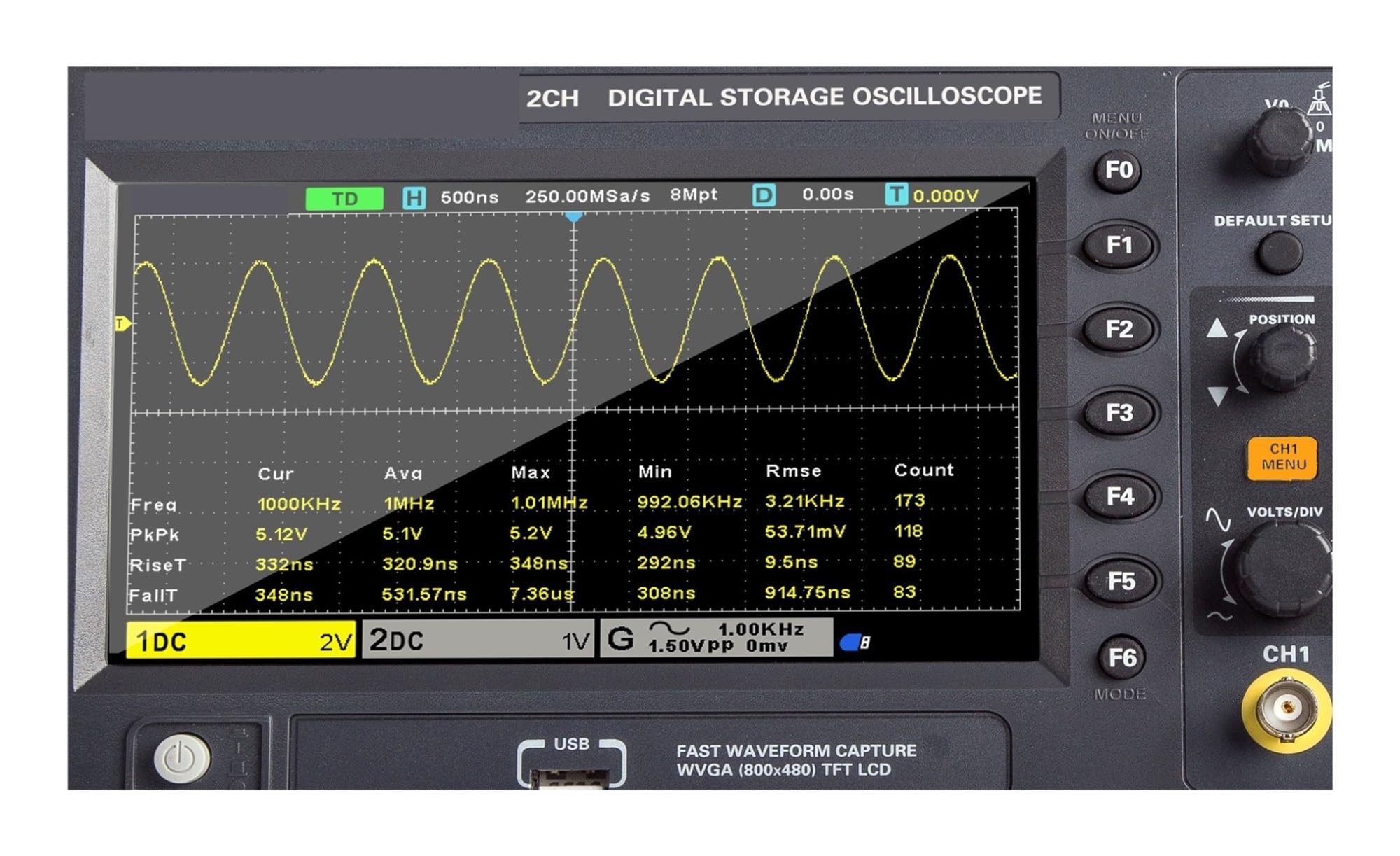 Oscilloscope de génération de Signal Oscilloscope de Stockage numérique à Deux canaux 100M 150M 1GS / s(C15)