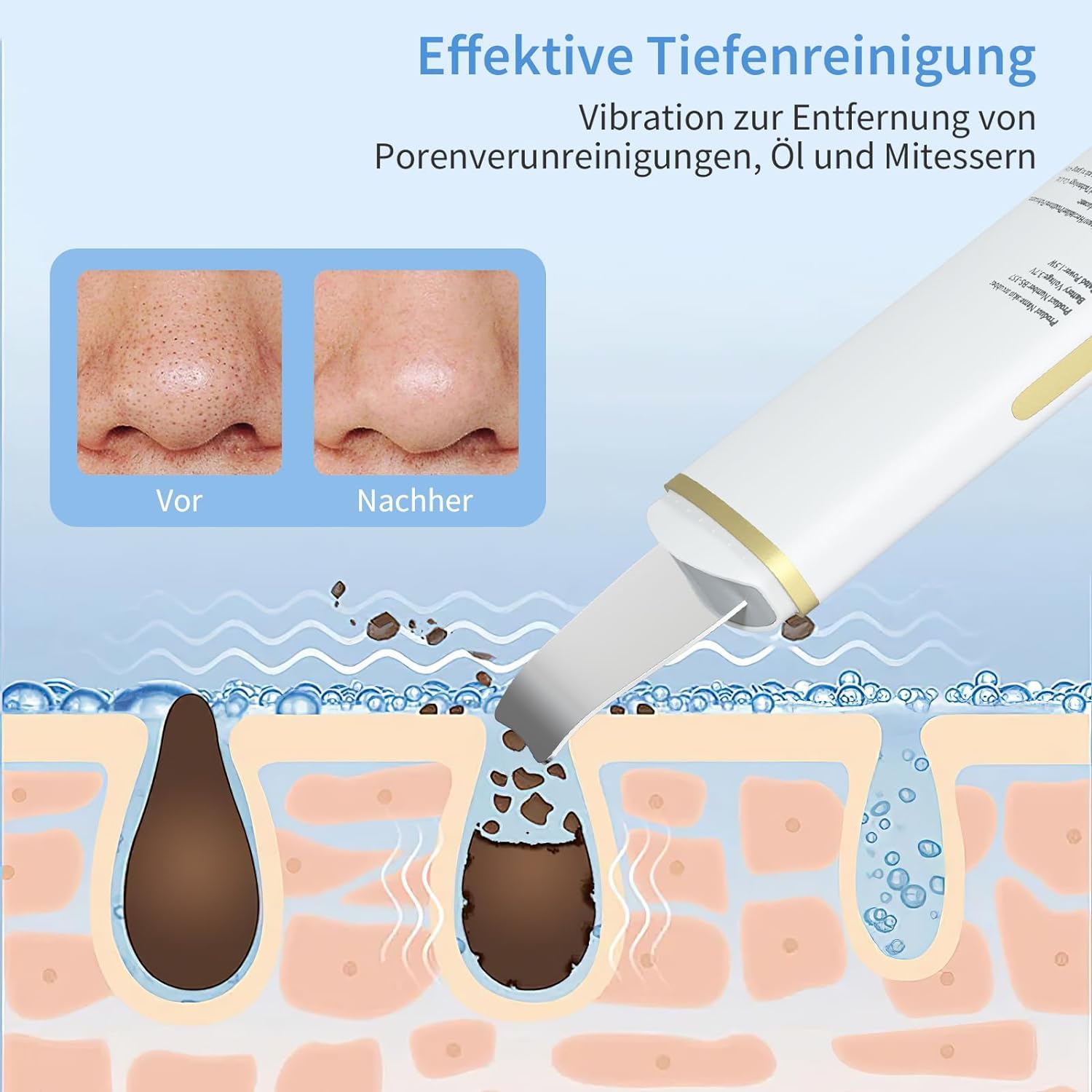 GUGUG Skin Scrubber Ultraschall Ultraschallgerät für das Gesicht- Mitesser-Entferner mit 4 Modi, Porenreiniger, Gesichtswaschspatel, Hautreiniger für die Gesichtsreinigung Gerät