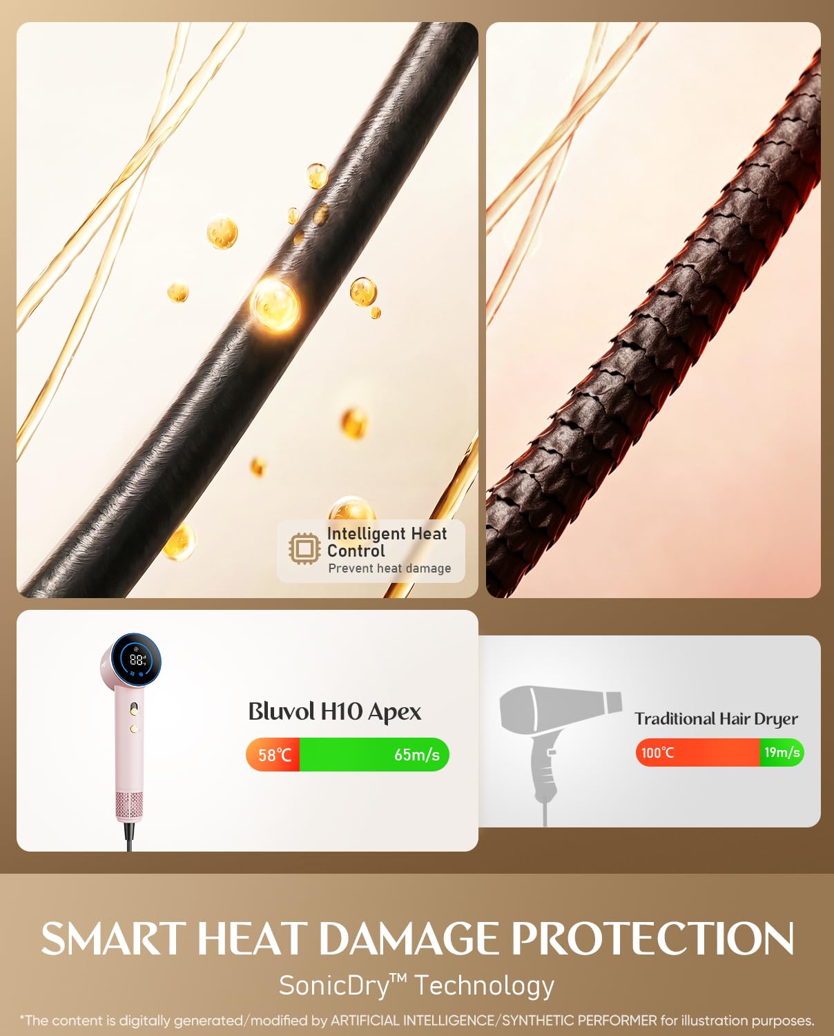 Bluvol SonicDry H10 Apex Lightweight Ionic Hair Dryer