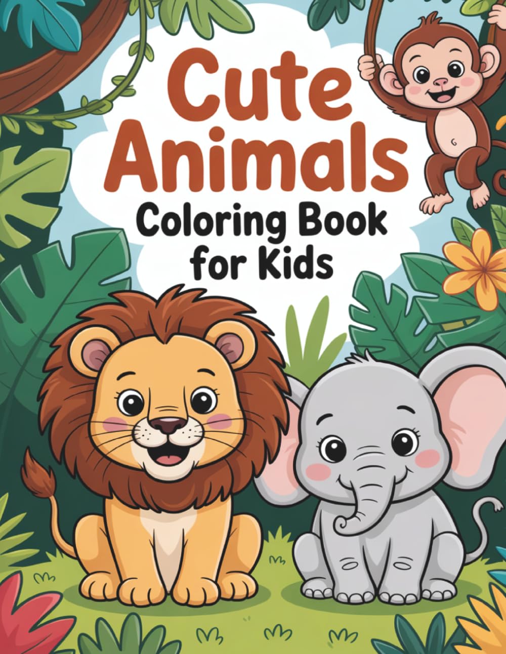Cute Animals Coloring Book for Kids: Cute and Fun Coloring Pages with Animals for Children Ages 3-6