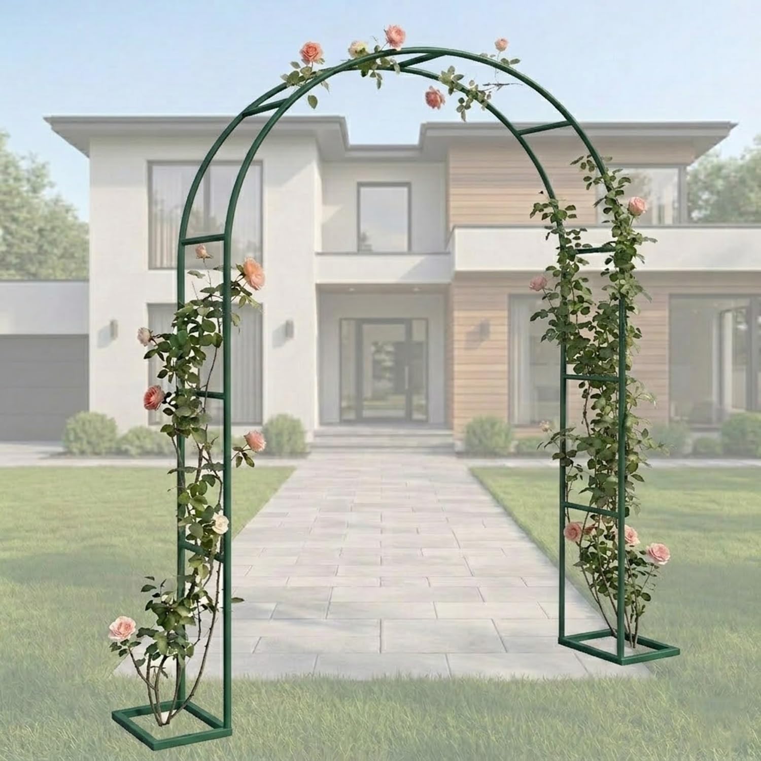Arche de jardin en métal vert pour plantes grimpantes, plusieurs tailles de 0,8m à 2m