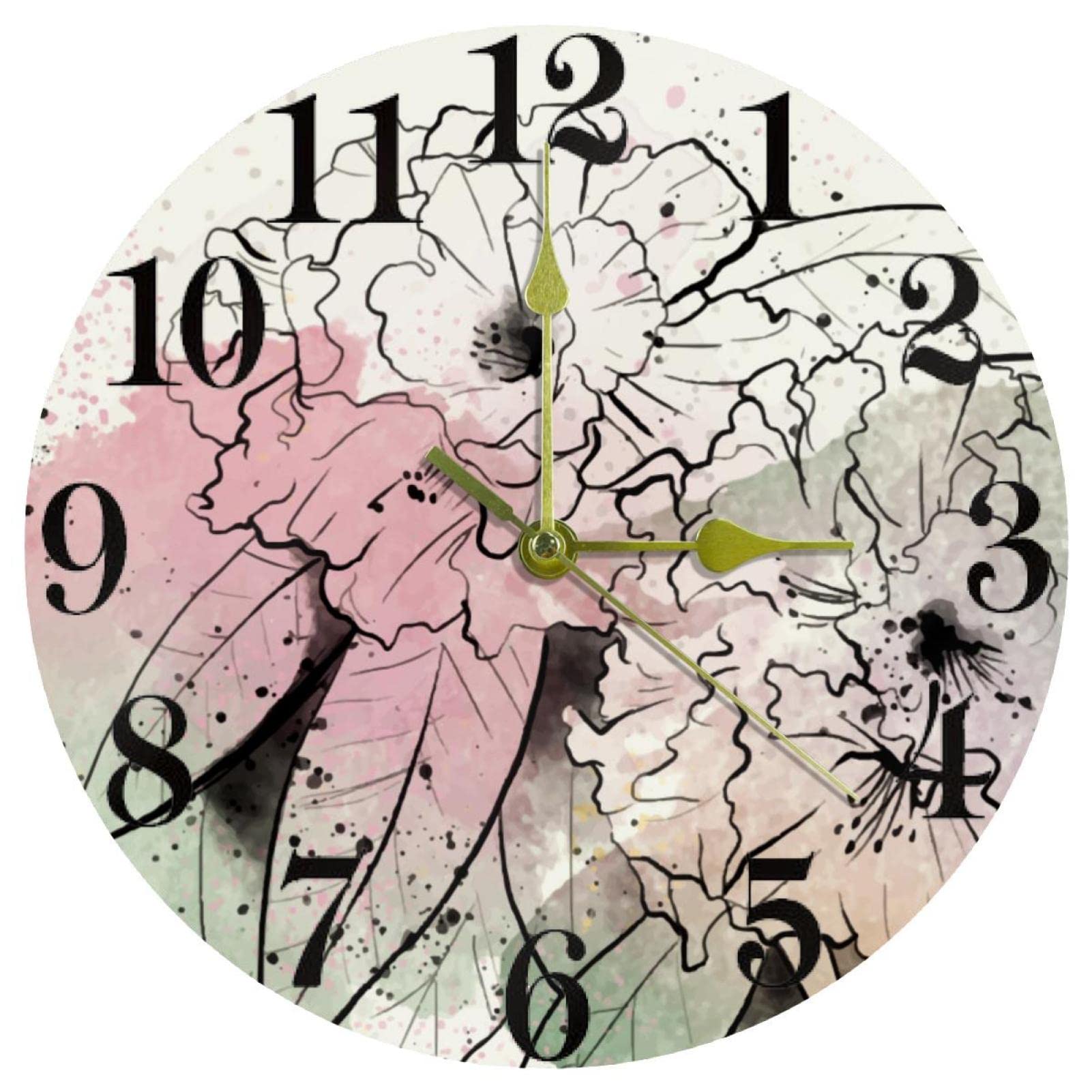 Horloge murale quartz silencieuse fonctionne à piles horloge ronde de cuisine et bureau