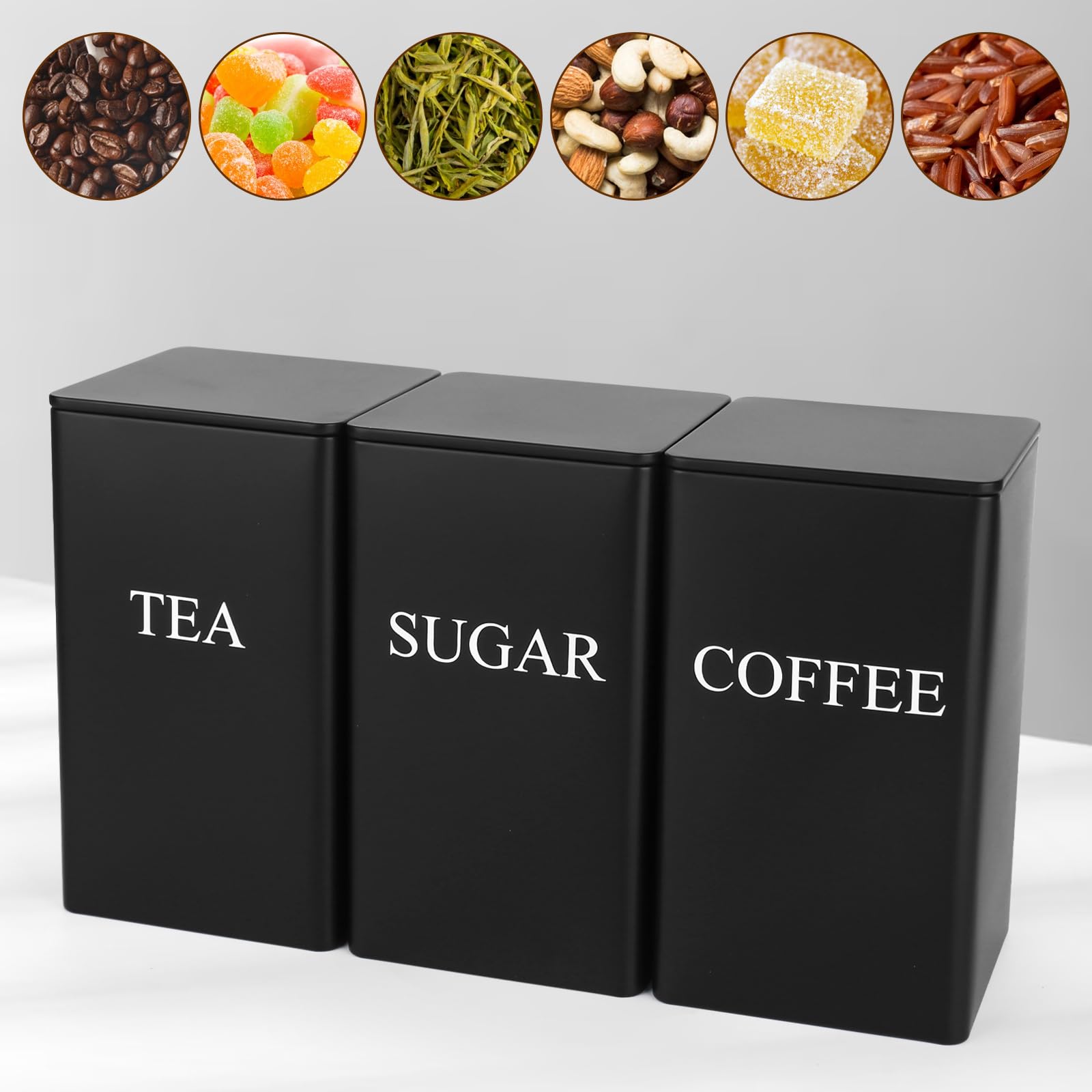 Trendecor Tea Coffee Sugar Canisters 1000ML 3 Pack Storage Canister Set - Image 4