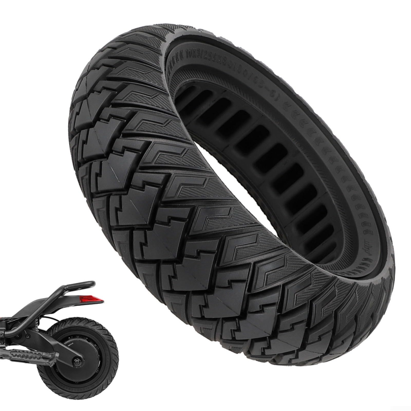 Neumático sólido para Scooter eléctrico, neumático Todoterreno de Goma de 10 Pulgadas, neumáticos de Repuesto para Ruedas, neumáticos sin cámara a Prueba de pinchazos para 10X para 10, etc. (neumáti
