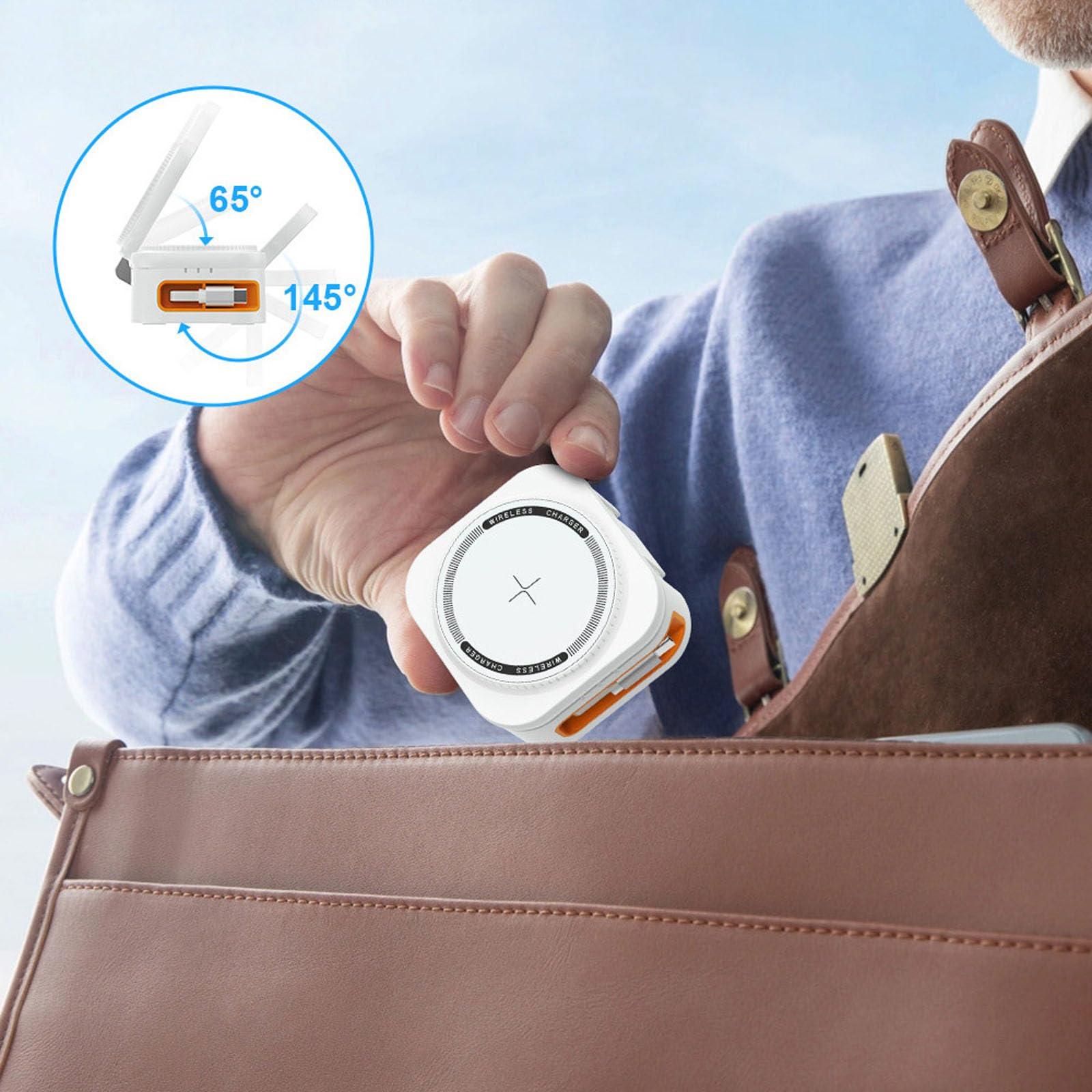 Chargeurs de Smartphone sans Fil magnétiques compacts Chargeurs Rapides 15 W avec câble rétractable pour Montre de téléphone et écouteurs Appareil sans Fil Rapide