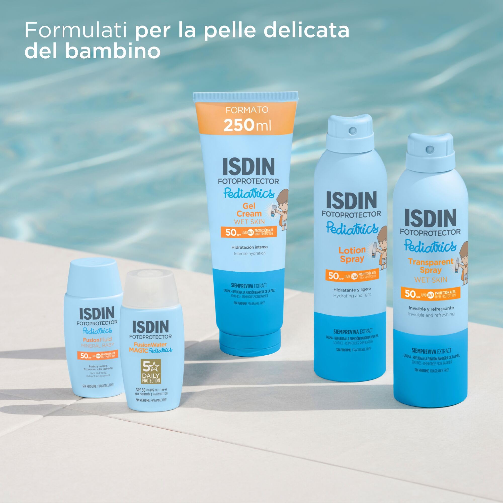 ISDIN Pediatrics Fusion Water MAGIC SPF 50 (50 ml) | Crema Solare Viso per Bambini | Texture Ultraleggera | Adatto per Tutte le Tipologie di Pelle