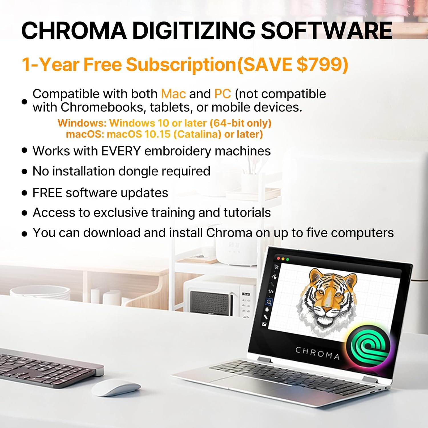 Ricoma EM-1010 Commercial Embroidery Machine for Small Business, 10-Needle, 10.1" Touchscreen, Automatic thread trimmer, 3D Cap/Flat/T-Shirt/Fabric Embroidery, Not Including Steel Stand