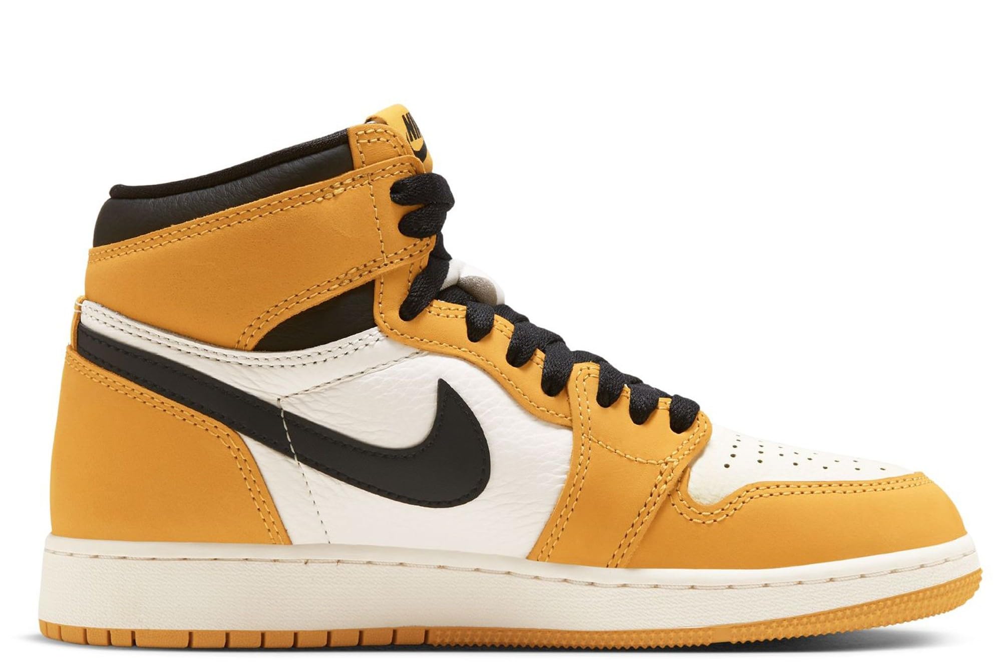 Jordan Big Kid's 1 Retro High OG Yellow Ochre/Black-Sail (FD1437 701) - 6