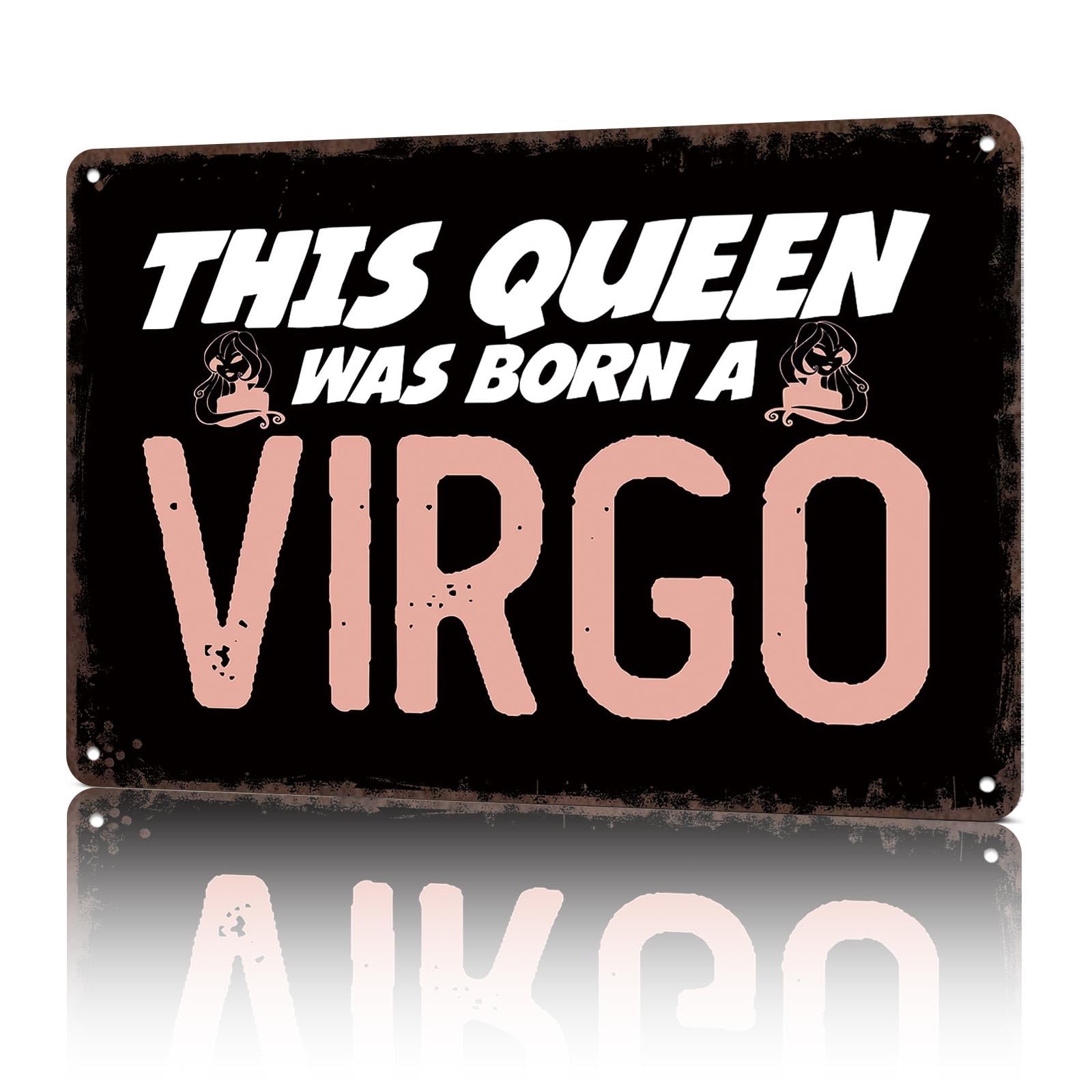 KWQDOZF Vintage Metal Signs Virgo Zodiac Sign Birthday Funny Tin Sign Poster Wall Art For Home Room Bedroom Office Decor 8x12inch