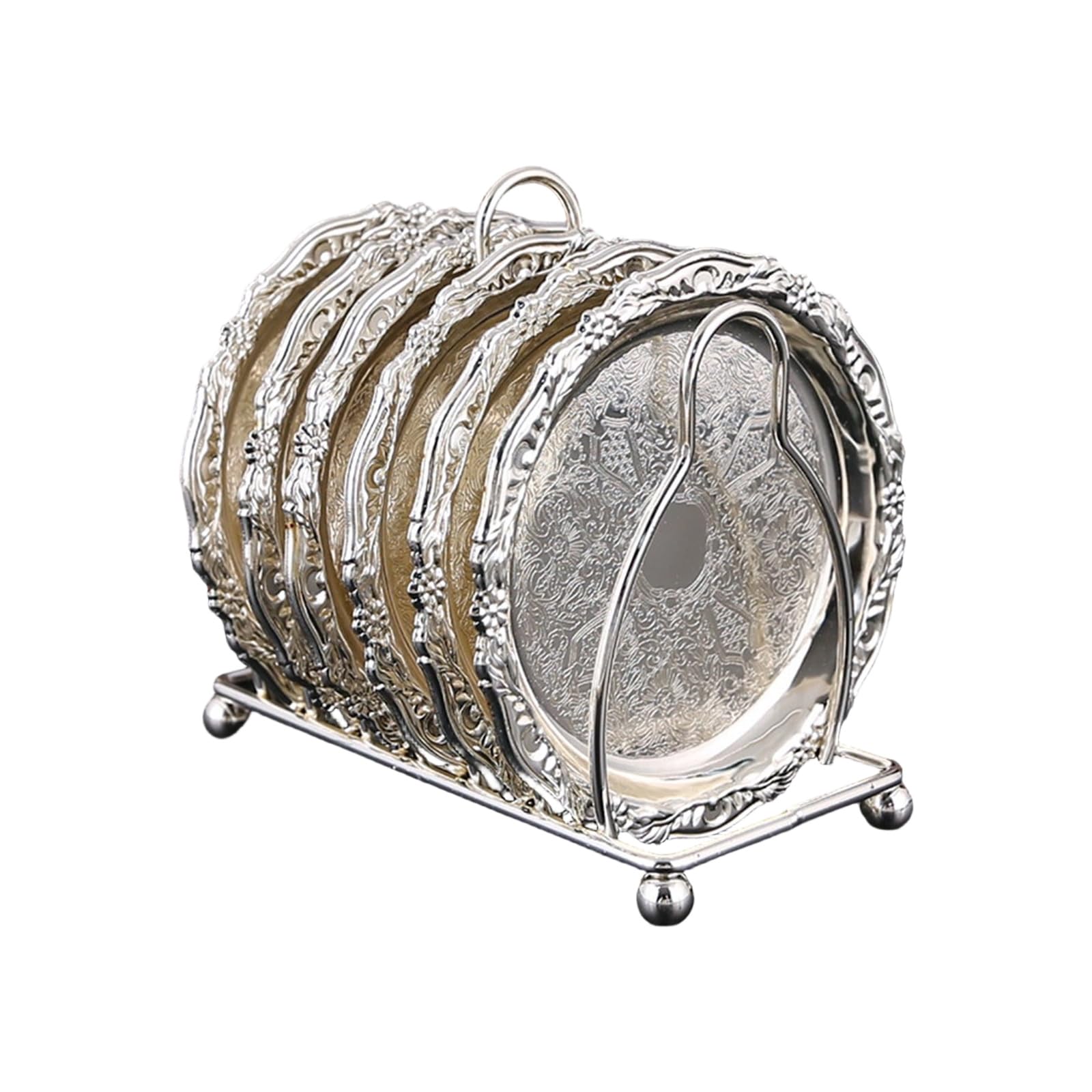 Elnwnnkc 6Pcs Alloy Drink Coasters Set with for Daily Use and Entertaining Accessories Dining Accessories