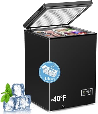 Kismile 3.5 Cu.Ft. Compact Chest Deep Freezer, Top-Opening Design
