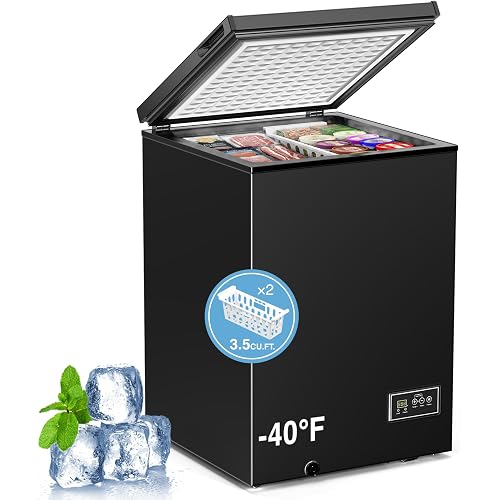 Kismile 3.5 Cu.Ft. Compact Chest Deep Freezer, Top-Opening Design