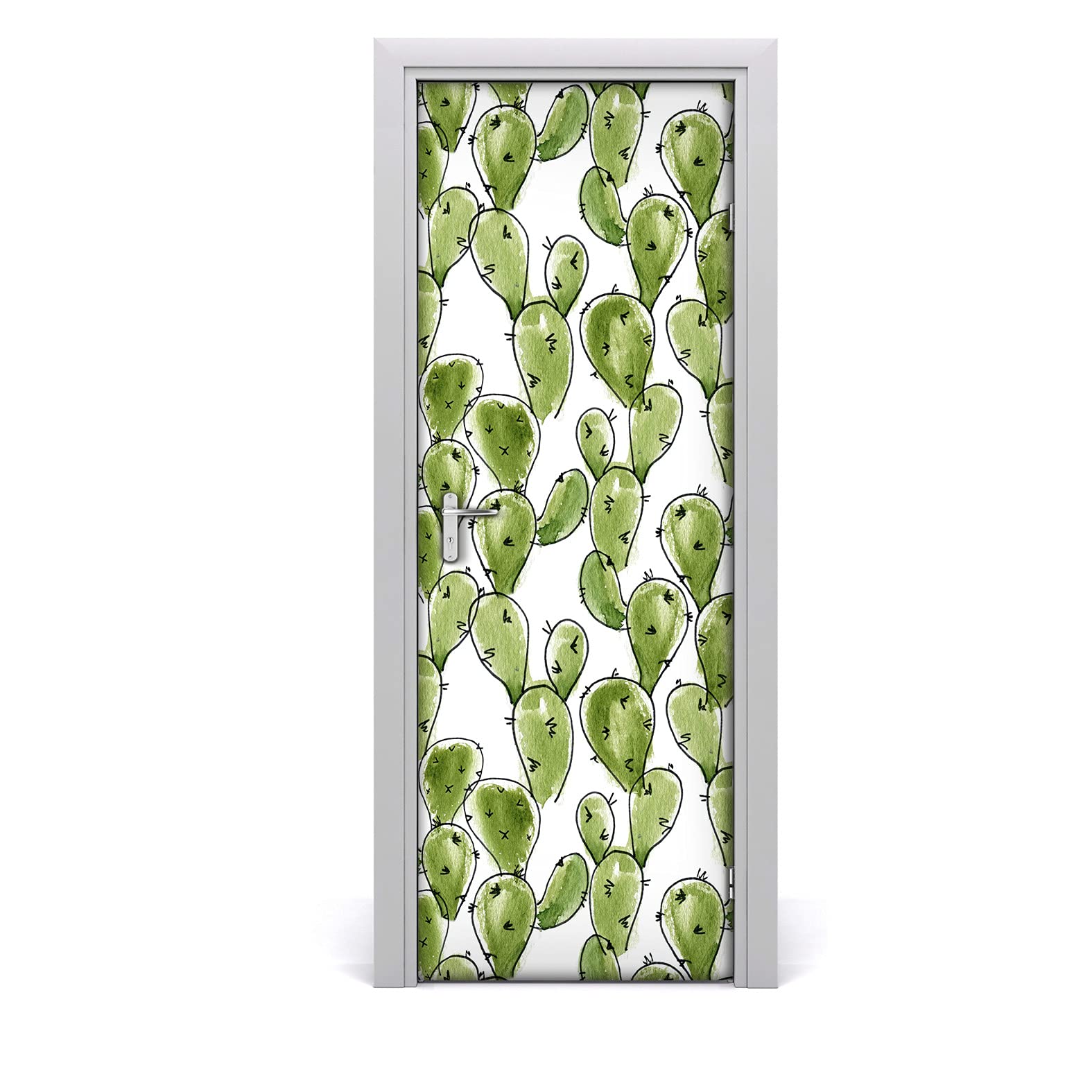 Autocollant de porte 70x200cm papier peint cactus boho mexicain