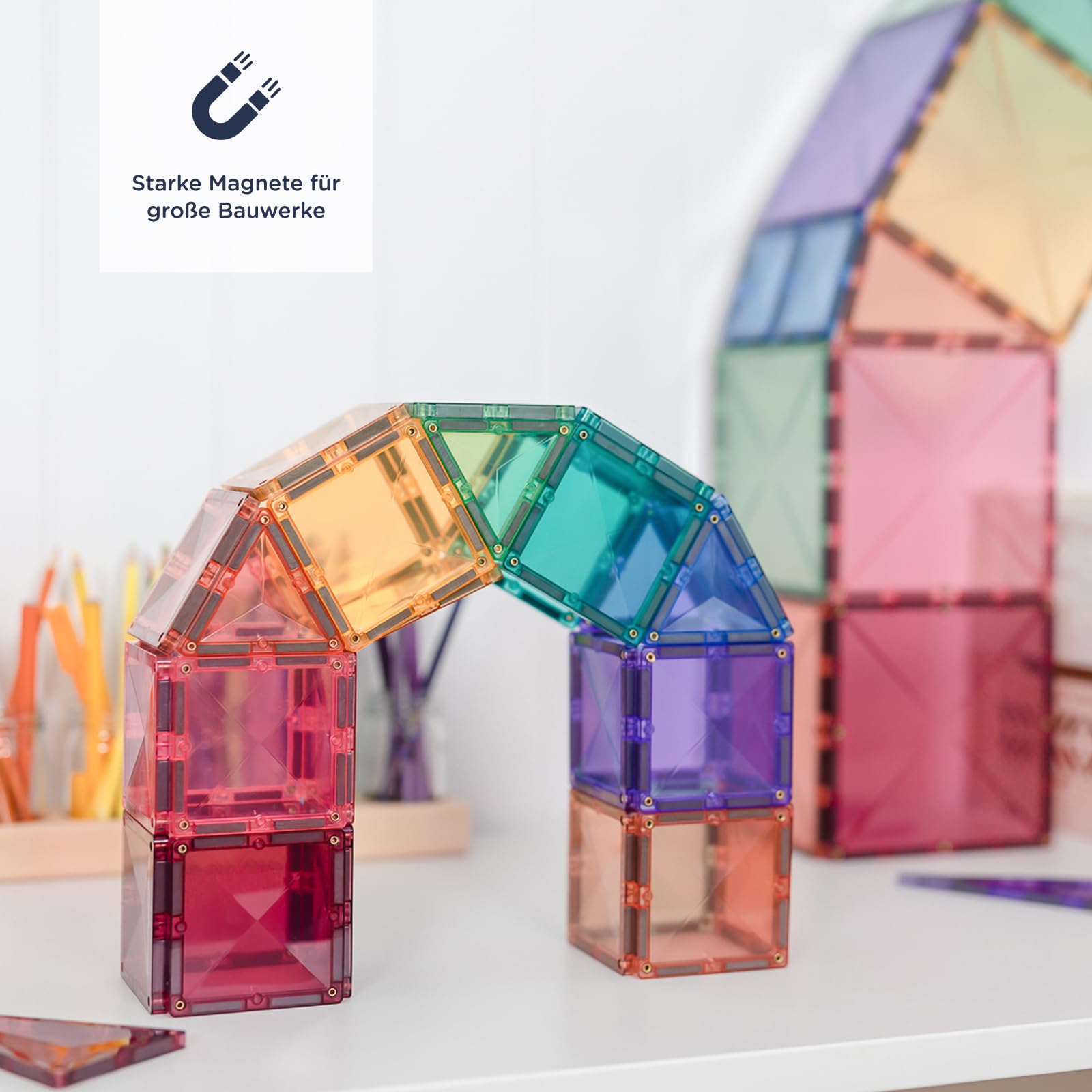 CONNETIX Magnetische Fliesen Pastell Starterpaket, 64 Stück