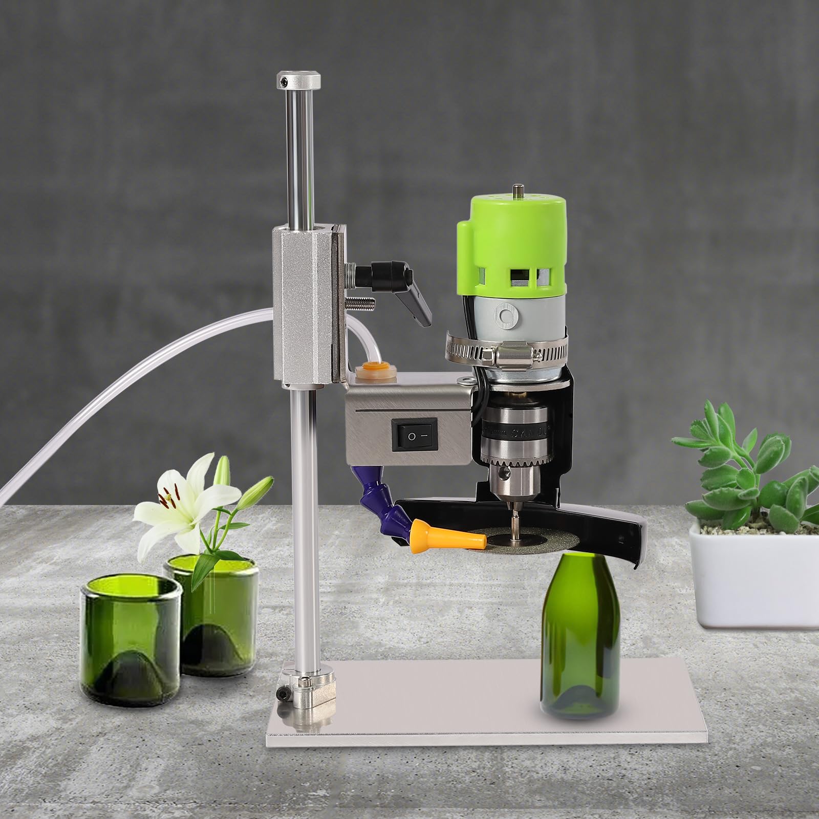 Glass Bottle Cutter, 150W 6000R/Min Electric Bottle Cutting Machine DIY Wine Bottle Cutter Tool Kit with Adjustable Speed for Round/Square/Irregular Glass or Ceramic Bottles