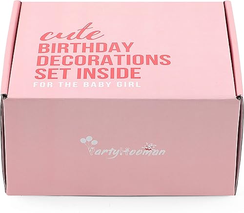 Miniatura 7 de Decoraciones de primer cumpleaños para niña con corona de cumpleaños, decoraciones de primer cumpleaños para niña, suministros de fiesta rosa y