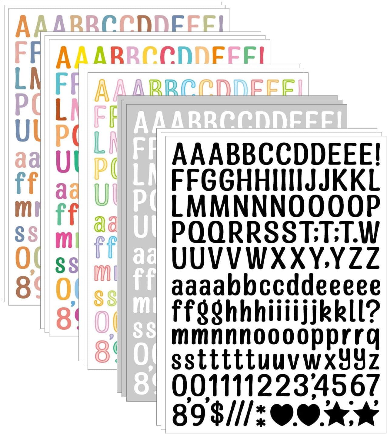 15 Sheets 0.5 Inch Mini Letter Stickers,Vinyl Self-Adhesive Waterproof Alphabet Number Stickers for Scrapbook Crafts Classroom Signs (Multicolor)