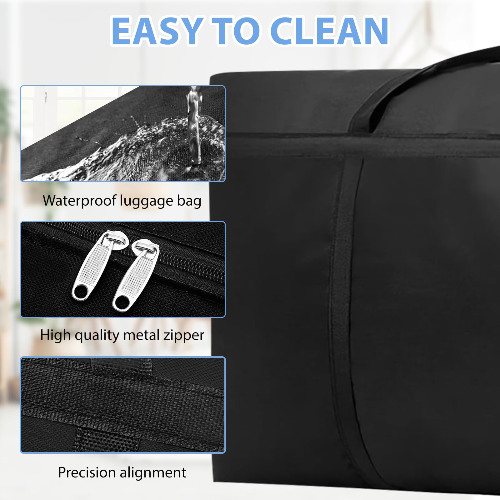 4 Pack 200L Moving Boxes Large Strong, Large Storage Bags for Clothes,Under Bed Storage Boxes with Zips for Duvets Laundry - Image 4