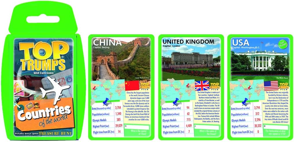 Top Trumps Card Game Countries of The World - Family Games for Kids and Adults - Learning Games - Kids Card Games for 2 Players and More - Kid War Games - Card Wars - for 6 Plus Kids