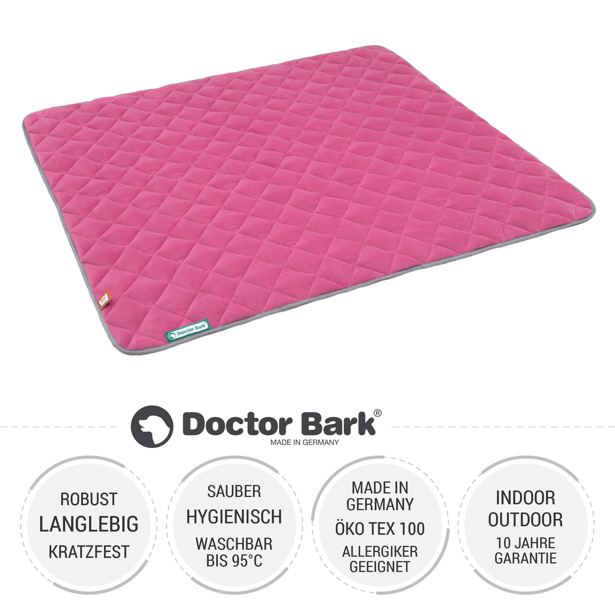 Doctor Bark Manta para perros de forro polar, reversible, mullida, resistente, para perros muy grandes, lavable hasta 95 °C (rosa/gris claro, XXL – 140 x 110 cm)