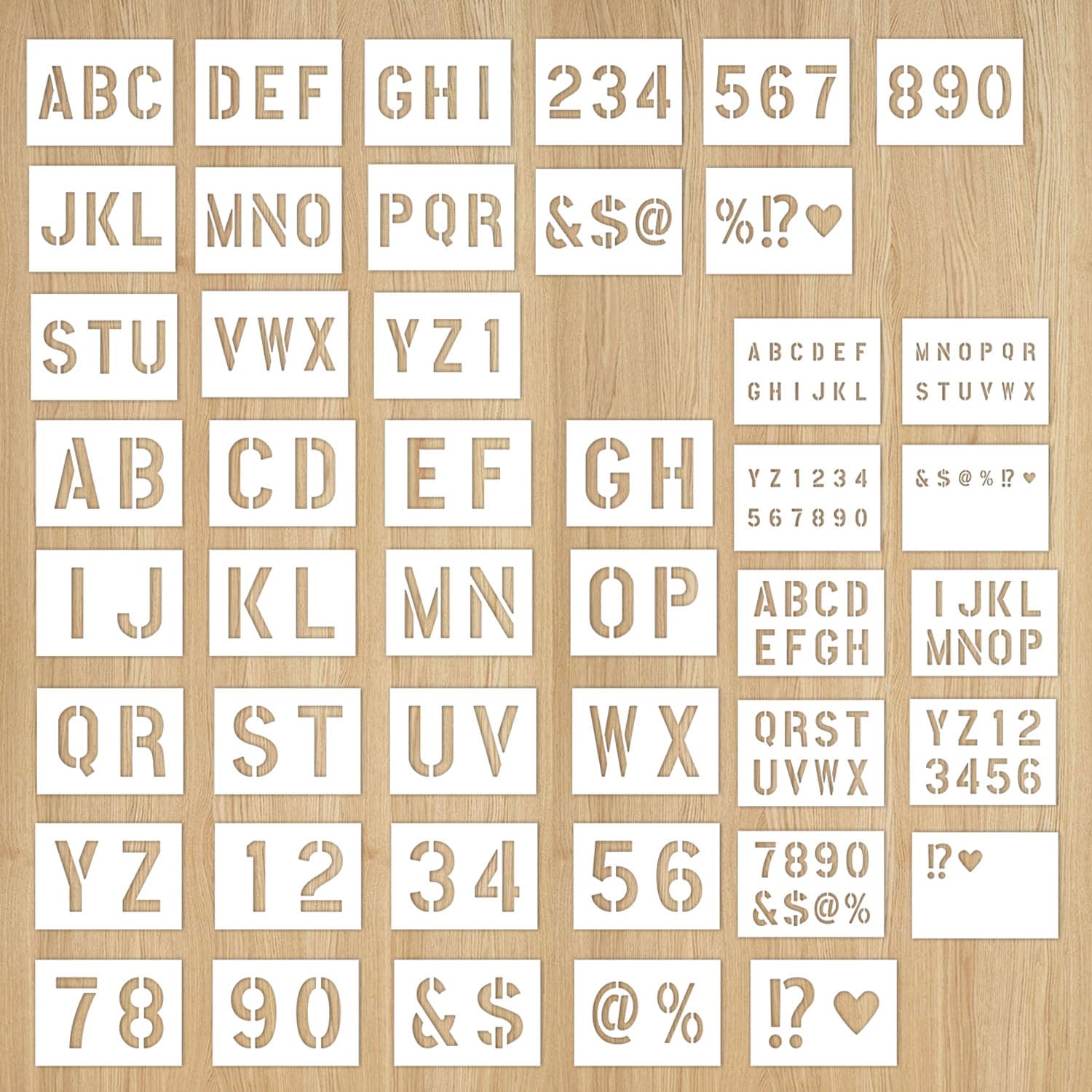 Letter Stencils Symbol Numbers Craft Stencils, 45 Pieces Reusable Alphabet Templates Kit, 1 2 3 4 Inch Letter Stencil for Painting on Wood, Canvas, Wall, Fabric, Rock, Chalkboard, Sign(Classic)