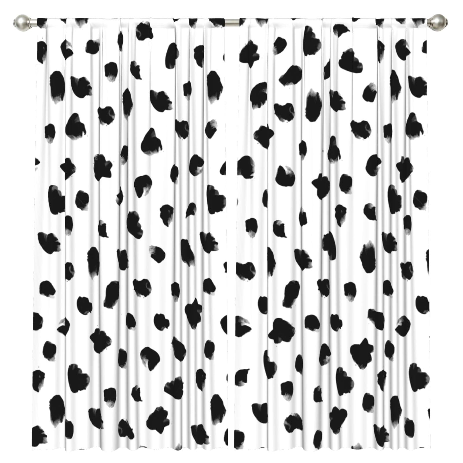 InOmak Painterly Dalmatian Animal Print, 2 Panels Window Curtains 52 x 84 Inch Blackout Curtains for Living Room Bedroom